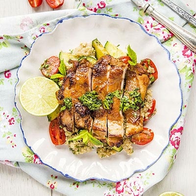 Simple Chinese Garlic Chicken with Quinoa Salad